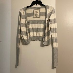 Hollister cardigan gray and white stripes